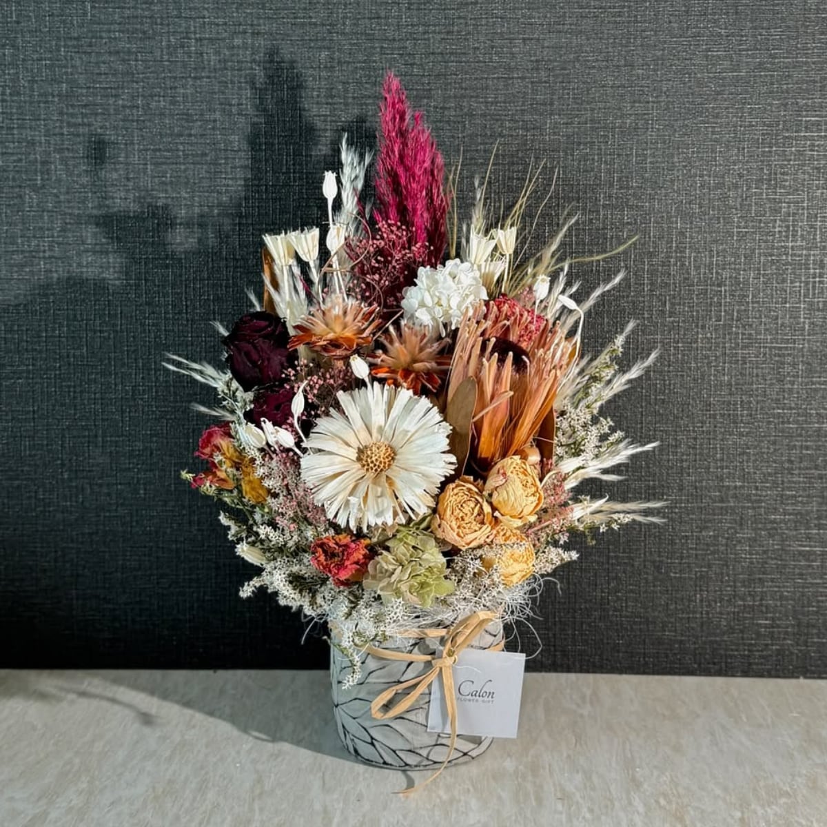 オーダーメイド 】置き型ドライフラワーアレンジ(祝花) Sサイズ