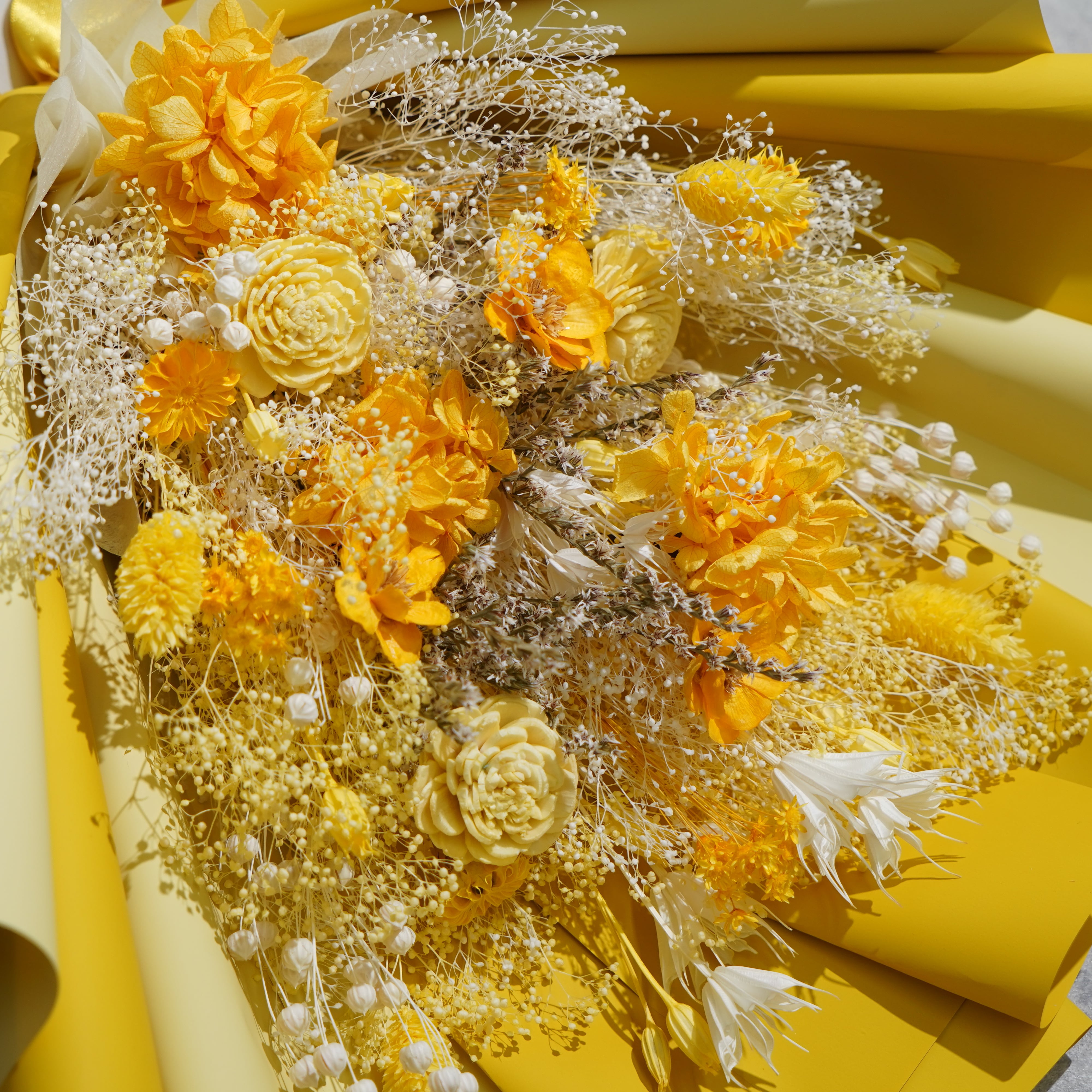 ドライフラワーの花束 Lサイズ イエロー L-121≪限定１点≫