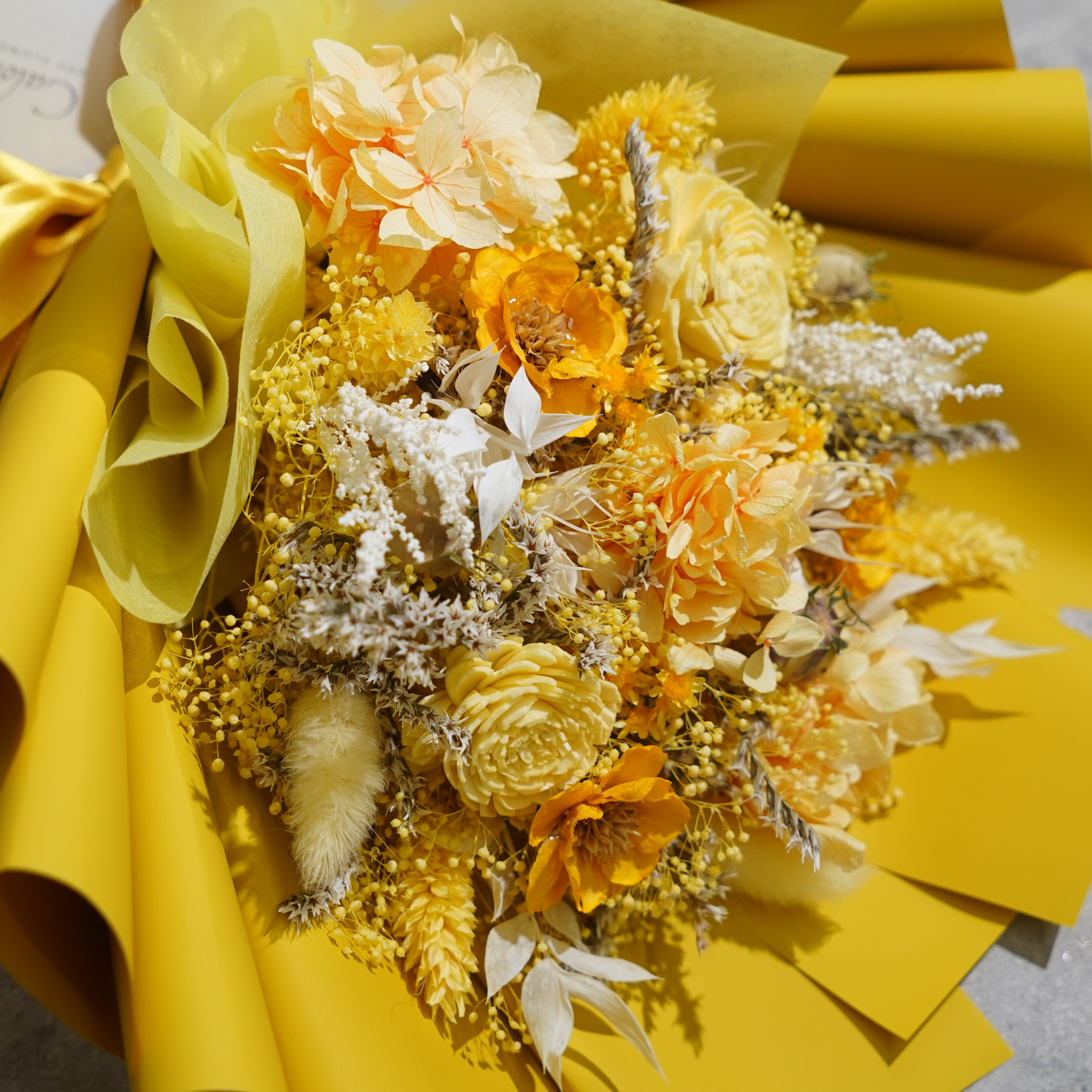 ドライフラワーの花束 Mサイズ イエロー M-586≪限定１点≫