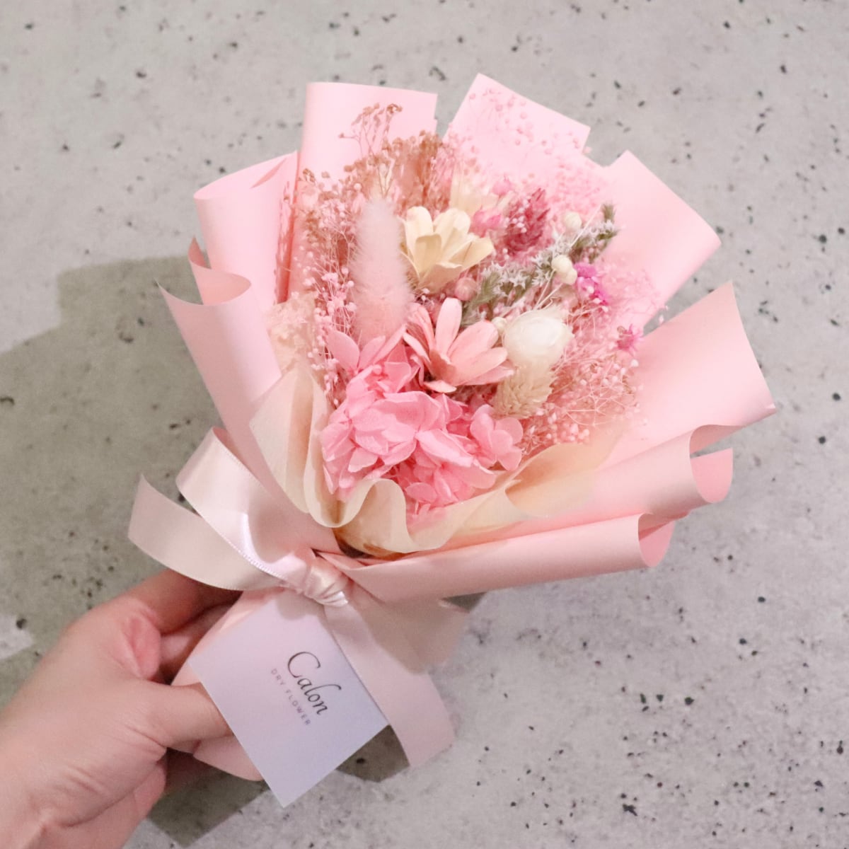 おまかせピンク系】ドライフラワーの花束Sサイズ