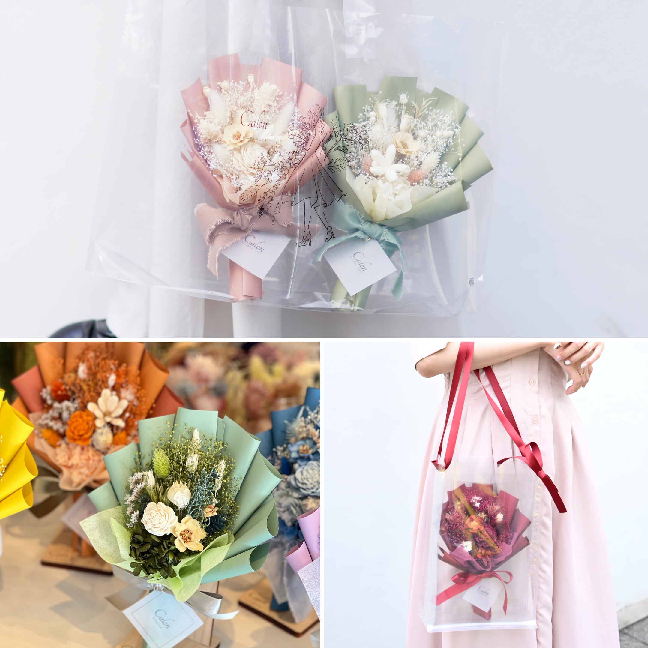 おまかせピンク系】ドライフラワーの花束Sサイズ