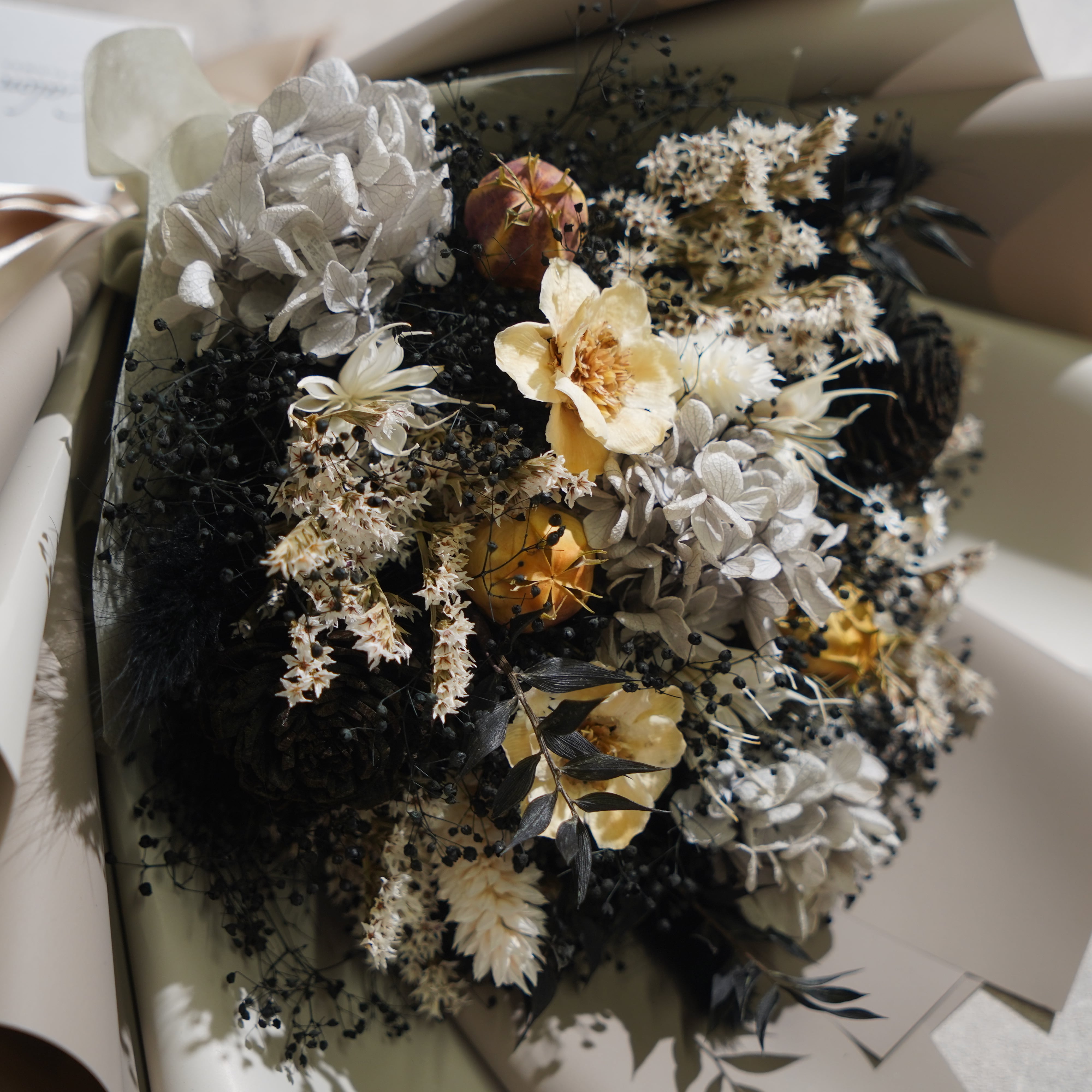ドライフラワーの花束 Mサイズ グレー M-538≪限定１点≫