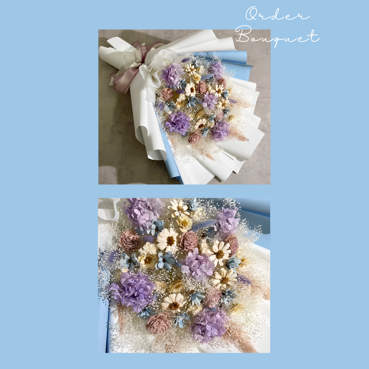 オーダーメイドドライフラワー花束 LLサイズ | 記念日やお祝いにぴったりな世界にひとつの花束を